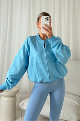 Ava Baby Blue Bomber Jacket Loungewear Cash N Carry