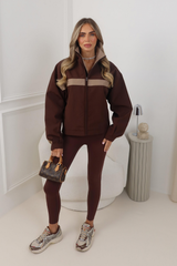 GEORGIA MOCHA & BROWN ZIP UP TRACK JACKET