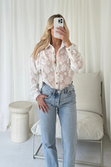 Iris white floral chiffon shirt