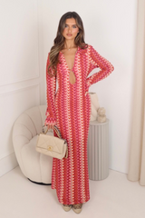 Marnie pink zig zag patterned maxi dress