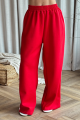 Mara red side stripe wide leg trousers