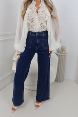 LOIS MID BLUE STRAIGHT LEG FRONT POCKET JEANS