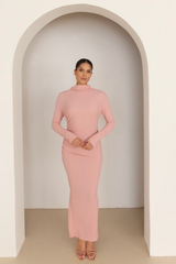 Nola pink crinkle jersey midi dress
