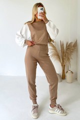 Georgia Camel Poplin Sleeve Knitted Loungewear Loungewear Cash N Carry
