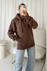 Katie mocha basic drawstring hoodie