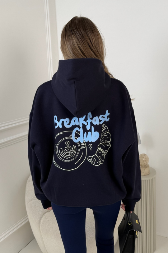 BREAKFAST CLUB NAVY PRINTED HOODIE