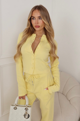 GeGe lemon ribbed button through top & wide leg trousers