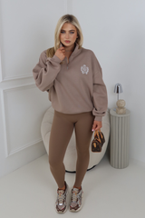 ST MORITZ ESSENTIAL MOCHA EMBROIDERED 3/4 ZIP