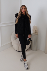 DULCIE BLACK MONGOLIAN FAUX FUR GILET