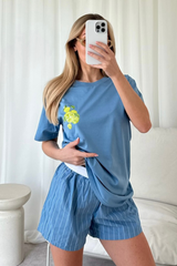 Lemons Printed blue T-shirt