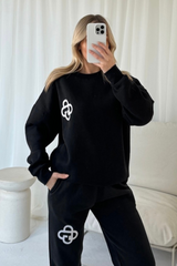 G monogram black embroidered sweater joggers loungewear
