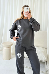 G monogram steel grey embroidered sweater joggers loungewear