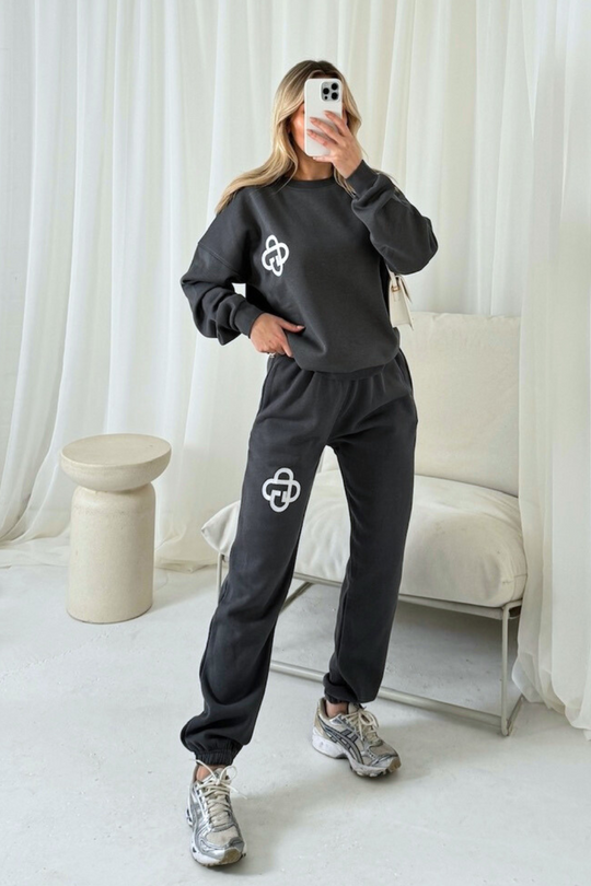 G monogram steel grey embroidered sweater joggers loungewear