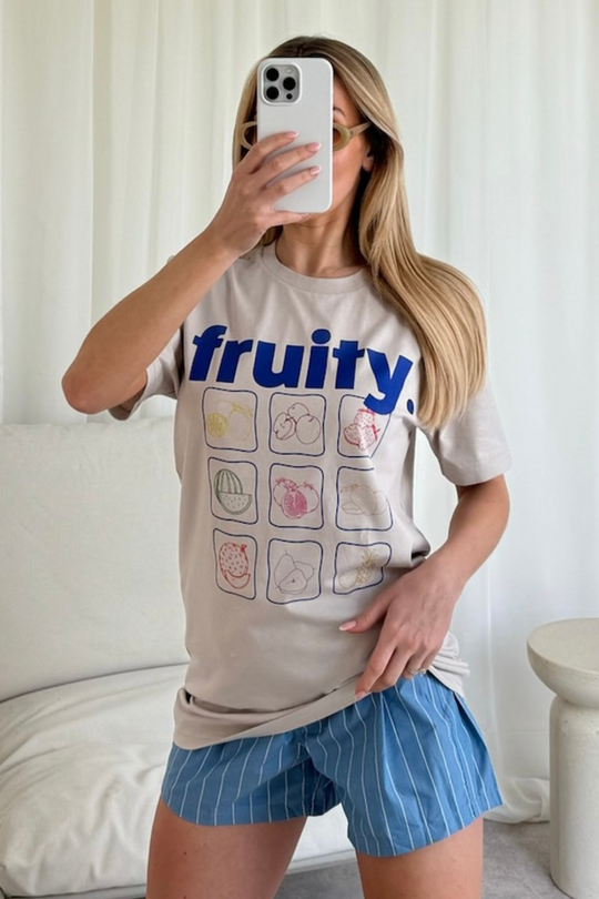 Fruity Printed beige T-shirt