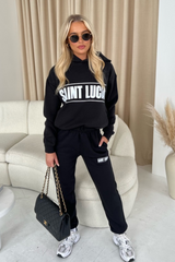 Saint Lucia Black Hoodie And Joggers Premium Loungewear Loungewear