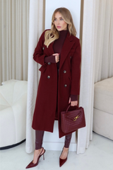 Tara burgundy wool like tailored coat