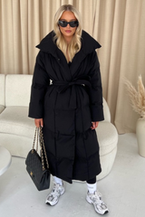 Blossom Black Long Padded Duvet Coat Coats & Jackets
