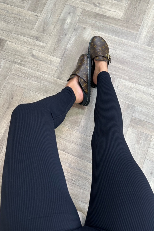 Katy black ribbed leggings