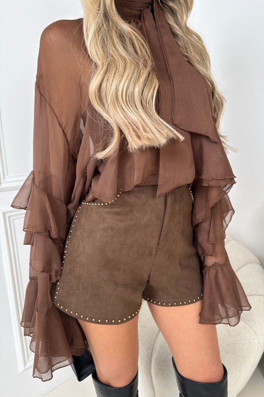 sabrina chocolate faux suede shorts