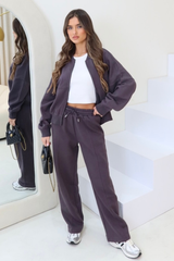 Rosie steel grey bomber jacket and straight leg jogger loungewear