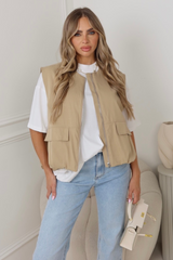 Marnie camel oversized cargo gilet