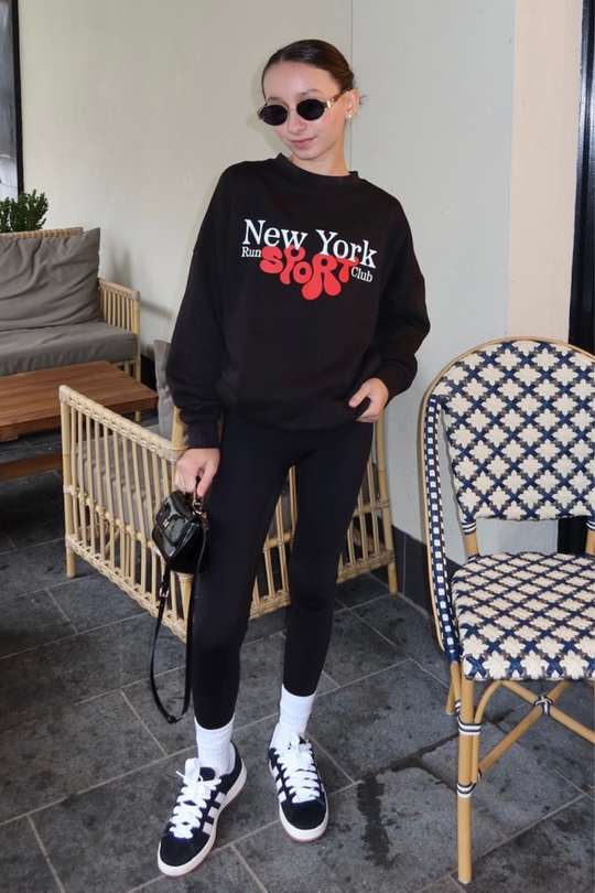 Mini New York black printed sweater