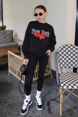 Mini New York black printed sweater