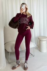 saint burgundy printed sweater & legging coord