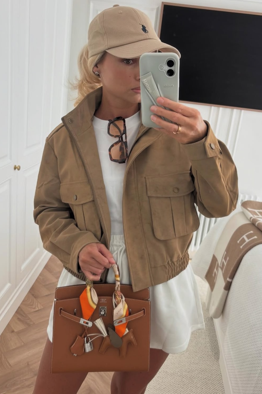 Jamie beige faux suede jacket