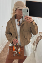 Jamie beige faux suede jacket