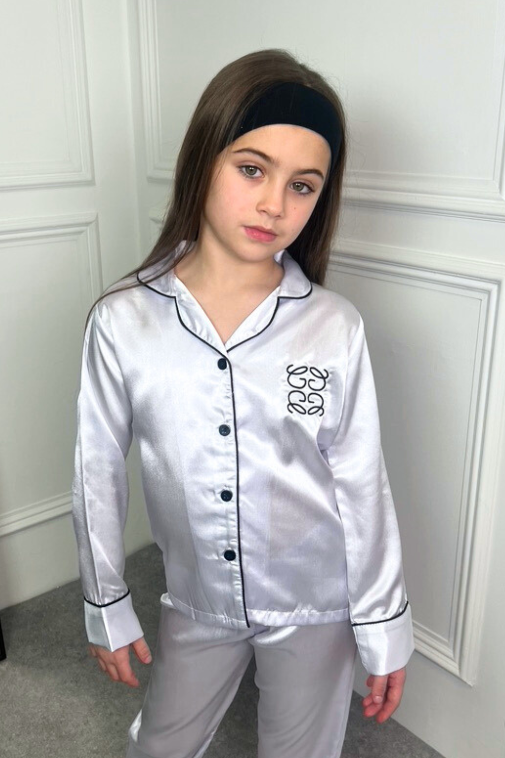 Mini Gege white Satin embroidered Pyjamas – Glamify Famous For Loungewear