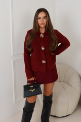 Coco burgundy collared cardigan