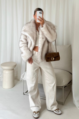 Olivia white fleck faux fur coat