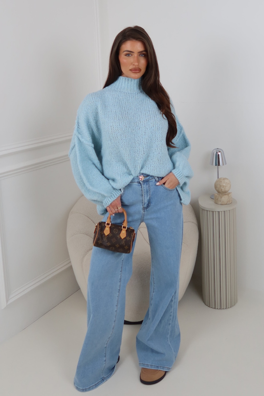 ADELAIDE BABY BLUE OVERSIZED KNIT JUMPER