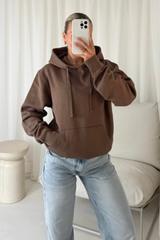 Katie mocha basic drawstring hoodie