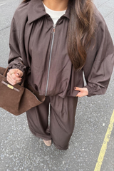 Natalie brown drape bomber co-ord