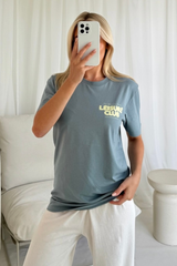 Leisure club blue printed T-shirt