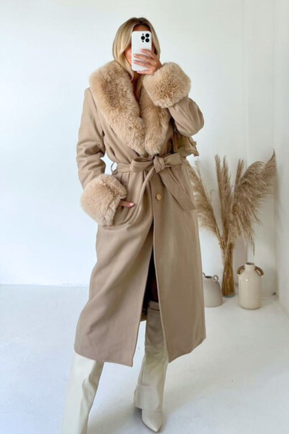 Beige 2025 fluffy coat