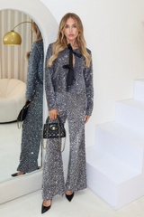 Maddie silver sequin trousers