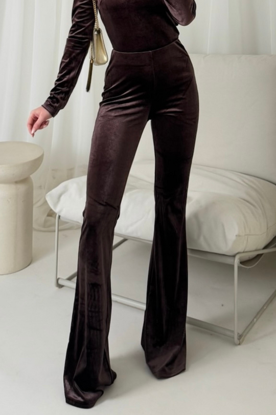 Perrie chocolate velour flared pants