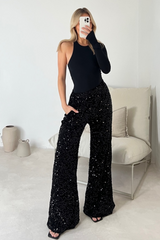 Ellie black sequin trousers