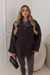 EVELYN CHARCOAL GREY ZIP UP FLEECE