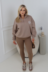 ST MORITZ ESSENTIAL MOCHA EMBROIDERED 3/4 ZIP