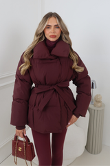 ALASKA BURGUNDY SHORT PADDED DUVET PUFFER COAT
