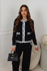 JANEY BLACK BUTTON LONG SLEEVE TOP TROUSER CO-ORD