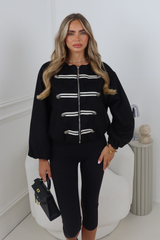 SOPHIA BLACK SUEDE MILITARY BUTTON STYLE JACKET