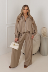 Natalie camel drape bomber co-ord