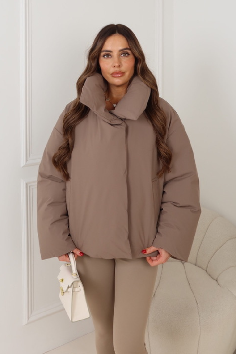 DOVA TAUPE CROPPED PUFFER JACKET – Glamify Famous For Loungewear