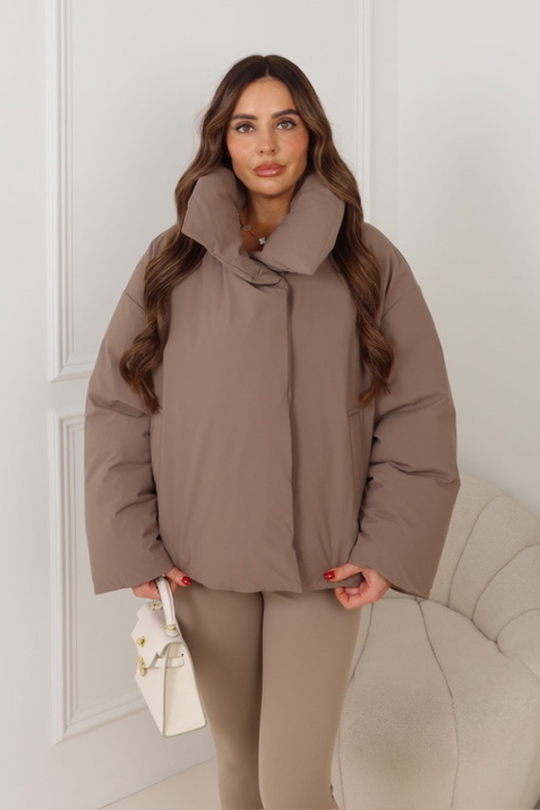 DOVA TAUPE CROPPED PUFFER JACKET