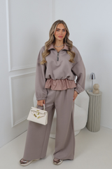 FRANKIE STONE CHECK 3/4 ZIP & WIDE LEG JOGGER CO ORD
